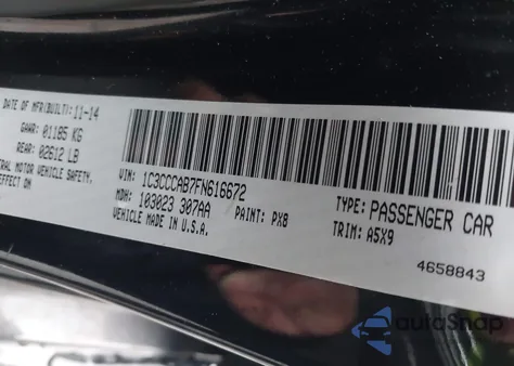 2015 Chrysler 200 Limited from USA, damaged, VIN 1C3CCCAB7FN616672